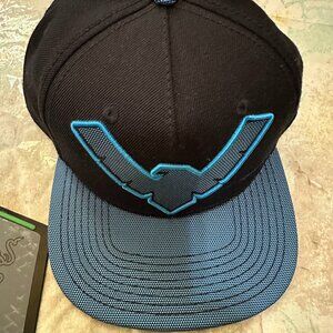 Batman Steel Logo Blue Black Snapback Hat Dark Knight DC Comics
